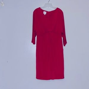 Suzi Chin Burnt Orange Comfortable Front Gathered Comfortable Dress Pockets